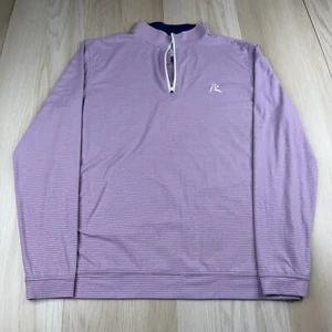 Rhoback Mens Purple Striped Performance Quarter Zip Golf Pullover T-Shirt Size M - Imagen 1 de 13