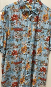 Jimmy Buffet Button Up Shirt Rayon Margaritaville BBQ  Men’s Size L Blue Hawaii  - Picture 1 of 11
