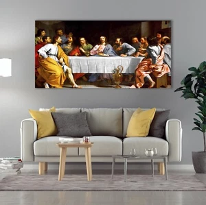 Jesus Christ The Last Supper Canvas Wall Art, Religious Wall Art Decor - Picture 1 of 11