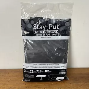 Stay-Put | Cubierta de mesa de plástico rectangular | 29"" por 72"" | Mesa estándar | Negra - Imagen 1 de 4