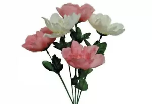 (24-Pack) Cream Pink Peonies 13" Bush Home Silk Flower Craft In/Outdoor Decor - Picture 1 of 2