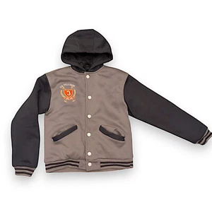 U.S. Polo Assn. Boys Varsity Jacket Size M(10/12) Gray/ Navy Blue Button Up - Picture 1 of 7