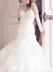 Brautkleid Gr. 34/S von Demetrios Mermaid ivory Strassträger 1 x getragen - Bild 1 von 11