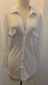 James Perse Button Front Shirt Women’s 4 White Slub Side Panel Blouse Button Up - Picture 1 of 8