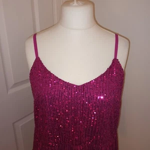 George Size 12 Bright Pink Sequins Camisole Top Going Out Holiday Cruise *New* - Picture 1 of 14