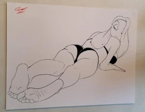Impresión artística ilustración tinta pin-up Jessica Rabbit 8,5x11 por Keyeske - FB05 - Imagen 1 de 8