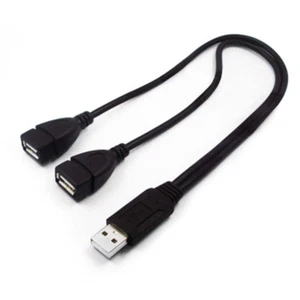 Double USB Extension A-Male To 2 A-Female Y Cable Cord Power Adapter Splitter - Picture 1 of 3
