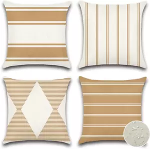 Pack of 4 Waterproof Throw Pillow Covers 18X18 Inch Geometry Outdoor Decorative - Picture 1 of 12