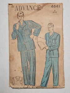 Advance 4641 VTG Sewing Pattern, Men's Pajamas, Size 38-40, ca 1947 COMPLETE - Picture 1 of 3