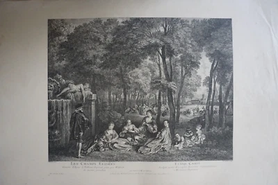 A. WATTEAU (1684-1721) GRANDE GRAVURE XVIII° TIRAGE XX° ROCOCO SCENE DE GENRE AD - Photo 1/4