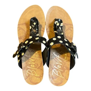 Blowfish Malibu Daisy Thong Sandals Black White Floral Adjustable Size 7.5 NWOT - Picture 1 of 6