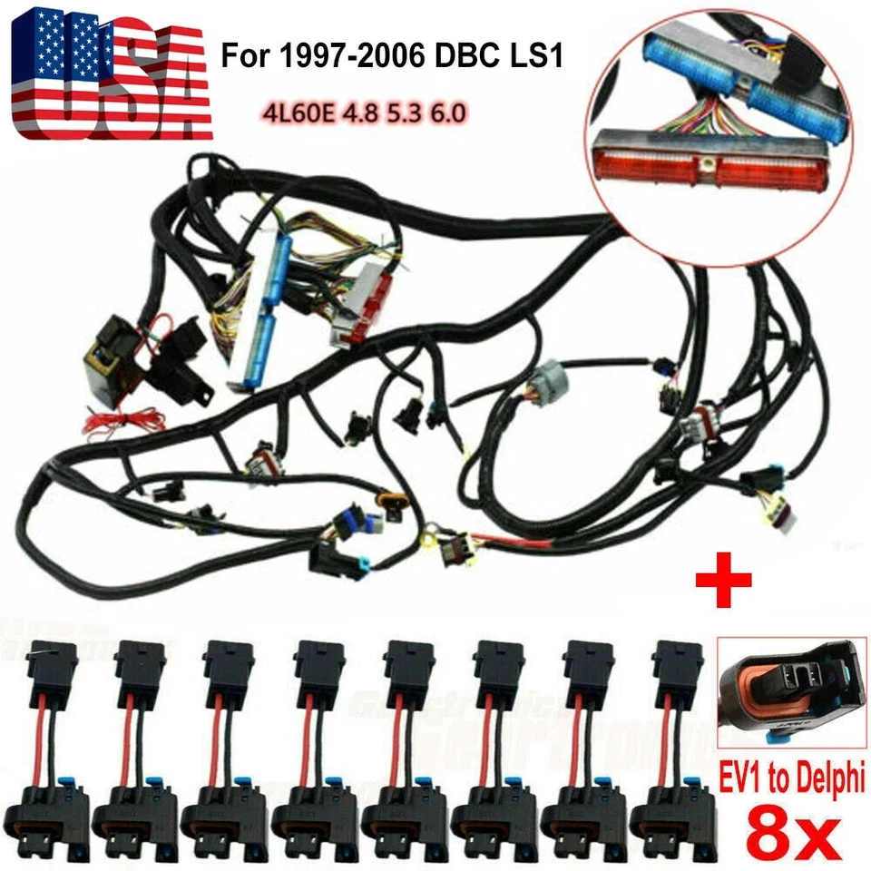 LS SWAPS STANDALONE WIRING HARNESS W/4L60E 1997-06 4.8L 5.3L 6.0L GM LS1 ENGINE - Image 1 of 4