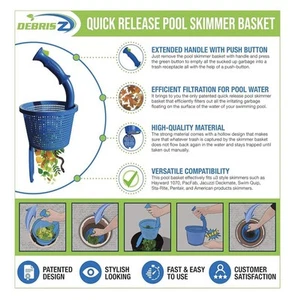 DebrisZ B9 Cestello Skimmer per Piscina Interrata Manico Brevettato con Sgancio Rapido - Foto 1 di 8