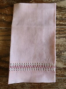 Vintage Linen Pink Tea Towel. 12"x16. Pink. Mid-Century Modern. - Picture 1 of 8