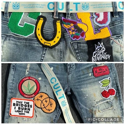Cult Of Individuality Mens 32 x 32 Jeans Punk Super Skinny Destroyed RARE Patch - Image 1 of 4