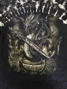 Skull Shirtz David Carey Adult Large Graphic Print T-Shirt Dragon Dagger Tie-Dye - Picture 1 of 6