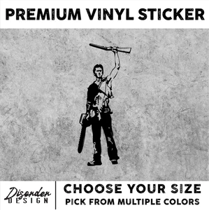 ASH TRIUMPH EVIL DEAD 2 [VINYL STICKER]-for WINDOW-LAPTOP-FOLDER-U PICK COLR/SZE - Picture 1 of 6