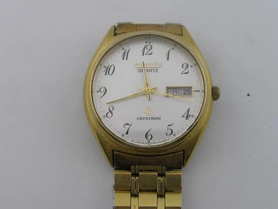 复古 Citizen Crystron 手表 日/日期 带表带 需要维修 如图所示 — 第 1/4 张图片