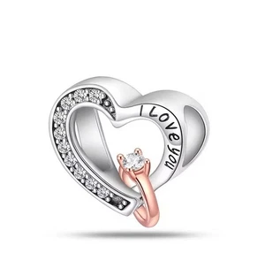 MariaFonte Bead Charm Cuore 'I love you' con Anello in Argento 925 Compatibile - Foto 1 di 6