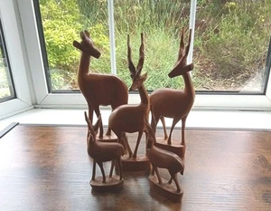 Five Vintage Carved Wood Antelopes/Gazelles- Kenya- - Picture 1 of 7
