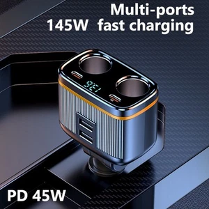 Car Charger Dual USB Ports 1 Pc 12V-24V 145W(MAX) 80W LED Digital Display - Zdjęcie 1 z 12