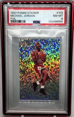 Pegatina Panini 1992 #102 Michael Jordan lámina brillante PSA 8 Foto 1 de 2