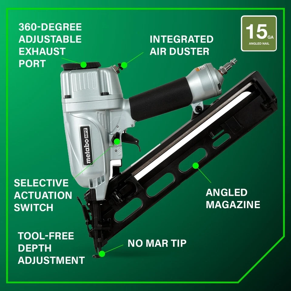 Metabo HPT 15-Ga 2-1/2 英寸斜面钉枪 15 号斜角,1-1/4 英寸至 2-1/2 英寸 — 第 1/4 张图片