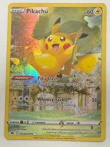 POKEMON TCG PIKACHU GG30/GG70 ZENITH CROWN RARO HOLO COMO NUEVO DE PAQUETE A FUNDA - Imagen 1 de 2