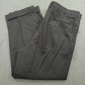 Pronto Uomo Mens 40 (39x30) Gray 100% Wool Dress Pants Pleated Cuffed - Picture 1 of 7