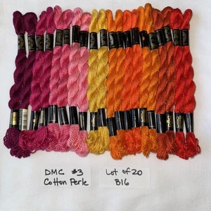 Lot of 20 DMC Cotton Perle #3 Pearl BRIGHTS Embroidery Floss 15m/16.4y/5g ea B16 - Picture 1 of 4