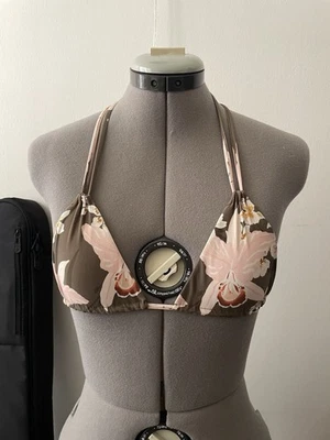 Traje de baño para mujer Acacia triángulo bikini top pequeño estampado de orquídeas con borlas Foto 1 de 3