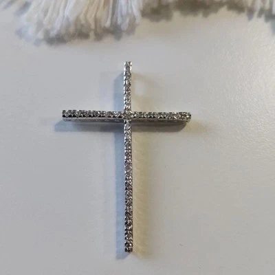 Ciondolo pendente  Per Collana Croce Crocifisso Grande zirconi argento 925 - Immagine 1 di 4