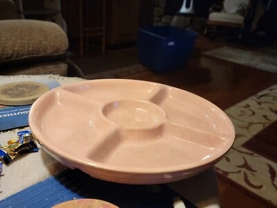 One Piece Lazy Susan Ceramic Vegetable/Chip Dip Tray 11" USA C - Image 1 of 4