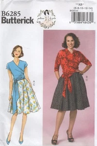 Butterick Sewing Pattern 6285 Skirt & Wrap Top Gertie Vtg Style Size 14 - 22 New - Picture 1 of 13