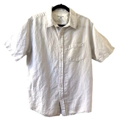 Horny Toad Mens L Shirt Green Organic Cotton Linen Button Short Sleeve Camp Hike - Image 1 of 4