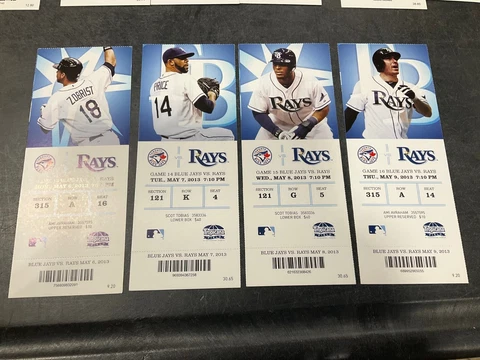 TAMPA BAY RAYS 2013 TICKET STUB 5/6/13-5/7/13-5/8/13-5/9/13 VS BLUE JAYS Cover
