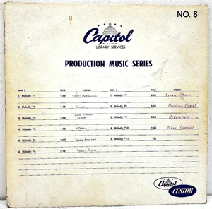 Capitol Records Production Music Library Services No. 8 LP Vinyl - Imagen 1 de 3