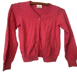 Hanna Andersson crochet cotton cardigan: pink, 120cm(6-7) - Picture 1 of 6