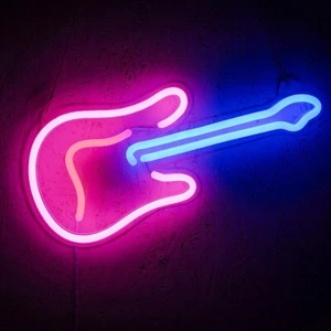 Guitar LED Neon Light Sign Music Bar Club Store Wall Decor Nightlight Artwork - Picture 1 of 9