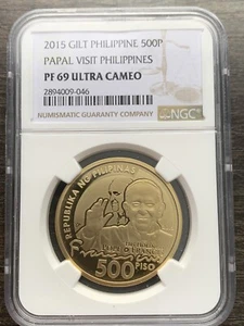 2015 Philippines Papal Visit 500 Piso NGC PF69 Ultra Cameo Pagdalaw ng Papa - Picture 1 of 4