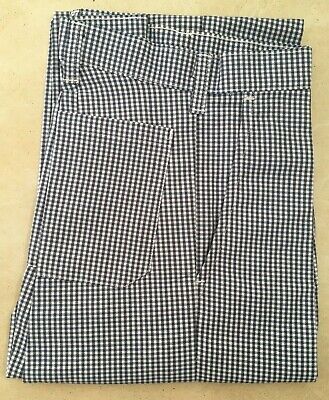 Chef Supreme Flat Front Check Chef Trousers Pants Waist 28-40  BNWT Blue/White • 9.91£