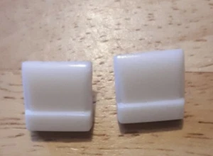 2x Vintage White Glass square shanked 12mm buttons (43) - Picture 1 of 3