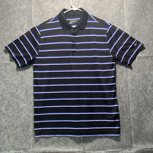 Nike Golf Tour Performance Short Sleeve Shirt Black Blue Pink Stripe Mens Size L - Picture 1 of 11