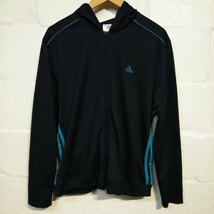 Adidas Zip Up Long Sleeve Jacket w/ Hood Blue Stripe Polyester - Youth XL - Picture 1 of 11