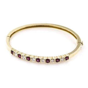 1,50 Cts Rund Brilliant Cut Diamanten Rubin Bangle Armband In 585 Feine 14K Gold - Bild 1 von 3