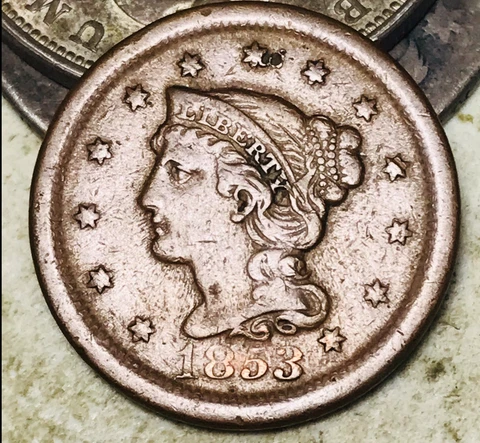 1853 Large Cent Matron Braided Hair 1C Ungraded Choice US Copper Coin CC18769 Cover