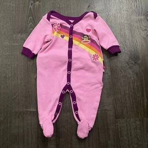 Abito da ragazza Paul Frank 1 pezzo rosa manica lunga con bottoni taglia 0-3 mesi - Foto 1 di 4