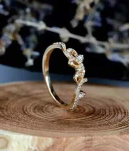 1.50 Ct Round Cut Real Moissanite 14k Yellow Gold Finish Women's Wedding Ring - Picture 1 of 5