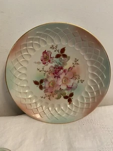 Vintage SCHUMANN ARZBERG 10” Wild Rose Shallow Bowl w/Gold Trim - Picture 1 of 5