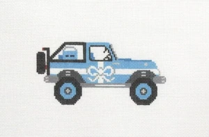 Whipstitch Blue Box Box Jeep Handpainted Needlepoint Canvas - Picture 1 of 1